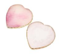 COLLBATH 2pcs Heart Shaped Nail Art Palette with Golden Edge Portable Resin Mixing Plate for Manicure Nail Polish Holder Board Color Palette Cosmetic Blending Tray for Acrylics and Gel