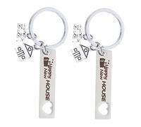COLLBATH 2pcs Housewarming Keychain كحك العيد The House on Keychains Key Chains Key Fob Friend Keyring New Homeowner Keychain New Home Keychain Decorative Keychain Stainless Steel Silver