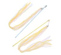 COLLBATH 2pcs Interactive Cat Teaser Toys Sound and Bell Lightweight Ribbon Tassel Teasing Rods for Kittens and Cats of Fun Exercise to Deter Biting Behavior