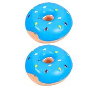 COLLBATH 2pcs Interactive Squeaky Dog Sky-blue Latex Donut Shape Soft Chew for Puppies Safe Teething Relief and Fun Playing Indoor Outdoor Pet Entertainment