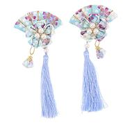 COLLBATH 2Pcs Japanese Style Fan Hair Clip Tassel Barrette Elegant Women Hairpin Accessories for Charming Hairstyles and Secure Hold