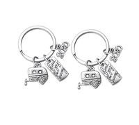 COLLBATH 2pcs Journey Keychain Set Steel Color Key Ring for Rv Trailer Enthusiasts Retirement Boss and Coworkers Durable Key Holder Ornament