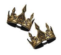 COLLBATH 2pcs King Crown Medieval Costume Headwear Stylish Comfortable Men Party Accessory Retro Gold
