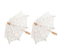 COLLBATH 2pcs Lace Wedding Bride Umbrella Vintage Decorative Parasol for Wedding Photo Booth Props