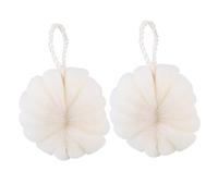 COLLBATH 2pcs Large Petal-Shaped Bath Shower Balls Beige Exfoliating Shower Sponge Loofahs Body Scrubber for Deep Cleansing and Skin Renewal