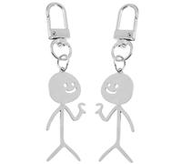 COLLBATH 2pcs Loving Person Keychain Stickman Keychain Stainless Steel Doodle Man Pendant for Couple Cute for Women Wallet Key Chain Car Key Rings Purse