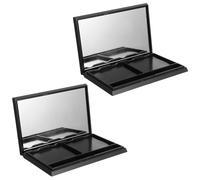 COLLBATH 2pcs Magnetic Empty Eyeshadow Palette with Mirror, Matte Black 2-grid Refillable Makeup Palette Container, DIY Magnetic Makeup Organizer for Travel and Daily Use