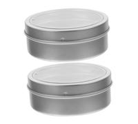 COLLBATH 2pcs Magnetic Spice Tins Stainless Steel Storage Containers with Clear Top Lid Sealed Dustproof Kitchen Organizer Jars for Refrigerator and Camping Compact Round Design with Strong