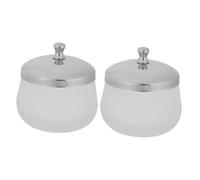 COLLBATH 2pcs Matte Glass Crystal Manicure Cups with Cover Wide Mouth Refillable Nail Art Dappen Dishes for Acrylic Liquid Powder Dispensing and Storage Frosted Containers for Nail Soaking