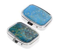 COLLBATH 2pcs Metal Pill Case with Compartments Portable Travel Medicine Organizer for Pocket Lightweight Pill Holder for Office Emergency and Needs