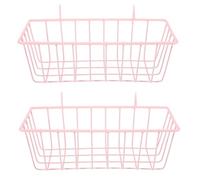 COLLBATH 2pcs Metal Rabbit Hay Feeder Basket for Guinea Pigs and Small Animals Standing Hay Rack with Easy Installation Promotes Slow Feeding and Small Animal Cage Accessory in Pink