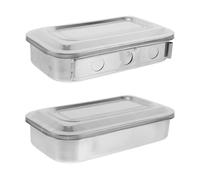 COLLBATH 2pcs Nail Instrument Sterilizer Tray With Lid - Nail Art Tool Disinfection Case For Tweezers Implements - Manicure Supplies Soaking Box For Salon