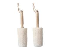 COLLBATH 2Pcs Natural Loofah Back Scrubber with Wooden Handle Bath Body Brush for Exfoliating Deep Cleansing and Massage Plant Fiber Shower Scrubber for Smooth Skin and Pore Cleaning