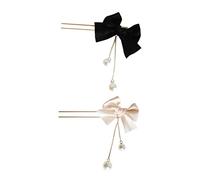 COLLBATH 2Pcs Pearl Tassel Hair Stick Forks Elegant Hair Clips for Women for Parties Anniversaries Casual Occasions Versatile in White Black