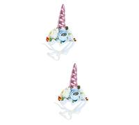 COLLBATH 2pcs Pet Party Hat Adorable Unicorn Design Soft Cloth Material Comfortable for Cats and Dogs Photo Shoot Accessory
