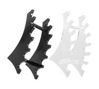 COLLBATH 2pcs Plastic Makeup Brush Display Stand Horizontal Brush Rack for Efficient Drying and Storage Sturdy Pen and Eyebrow Pencil Holder Organizer in Black and Transparent