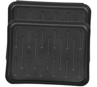 COLLBATH 2pcs Plastic Shoe Trays with Groove Design Multi-purpose Boots and Sundries Organizer for Entryway and Car Boot Dirt and Water Resistant Mats Black