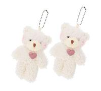 COLLBATH 2pcs Plush Bear Ornament Keychain Charms Pink Heart Hanging Decor for Backpack Purse Accessories
