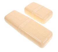 COLLBATH 2pcs Portable Travel Toothbrush Holder Case with Cover and Soap Box, Multifunctional Plastic Toothbrush Organizer Cup for Camping and School Use