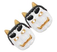 COLLBATH 2pcs Prajna Mask Japanese Warrior Devil Masks Full Face Plastic Samurai for Cosplay Masquerade Party Decor in Kitchen Sushi Restaurant Carnival Stage Wall Display