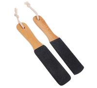 COLLBATH 2pcs Professional Wooden Handle Foot File Callus Remover Dual-Sided Foot Scrubber for Hard Skin Ergonomic Pedicure Tool for Men Women and Elderly