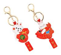 COLLBATH 2pcs Rabbit Keychain Charms Decor Stuffed Animal Party Hanging Rabbit Pendant Plush Keychain Birthday Cute Keychain Rabbit Modeling Keychain Rabbits Keychains Leather and Alloy