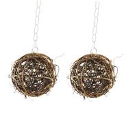 COLLBATH 2pcs Rattan Bird Parrot Small Bird Parrot Rattan Balls Wooden