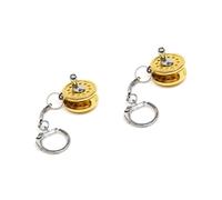 COLLBATH 2pcs Real Moving Parts Keyring Miniature Fishing Reel Key Chain Lanyard for Keys
