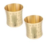 COLLBATH 2pcs Retro Brass Goblet Tea Cups Antique Chinese Holy Water Offering Bowls for Buddhist Rituals Kung Fu Tea Tasting Asian Matcha Ceremony Vintage Home