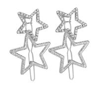 COLLBATH 2pcs Rhinestone Star Hair Clips Silver Hollow Five-pointed Decorative Barrettes Elegant Hair Accessories for Women Party Wedding Styles