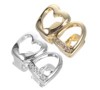 COLLBATH 2pcs Rhinestone Tooth Grills Gold Silver Hip Hop Mouth Jewelry for Men Women Comfortable Fit Halloween Cosplay Costume Props Versatile Bling Teeth Ornament