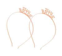 COLLBATH 2Pcs Rose Gold Bride Hair Headbands Wedding Dress Accessories Lightweight Simple Hoop Letter Design Crown for Women Bridesmaids