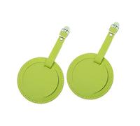 COLLBATH 2pcs Round Pu Leather Travel Luggage Bag Tag Id Labels Case Buckle for Luggage Suitcase Backpacks Practical Bright Leather Baggage Tag for Taking Plane Id