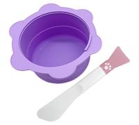 COLLBATH 2pcs Silicone Wax Melting Bowl Set with Nonstick Inner Pot and Mask Mixing Scraper, Foldable Purple Wax Heat Melting Container for Hair Removal and DIY Beauty Mask Mixing in Salon