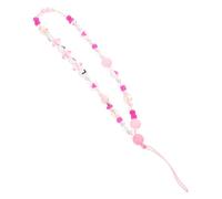 COLLBATH 2Pcs Simulation Pearl Beaded Phone Chains with Love Letters Pink Round Beads Cellphone Pendants Stylish DIY Replacement Hanging Ropes for Phone and Bag Accessories