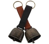 COLLBATH 2pcs Small Brass Decorative Hanging Bells for Pet Collars and Backpacks, Loud Noise Maker Tracker Bells Made of Iron and Fabric, for Camping and Exploring Outdoors