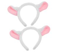 COLLBATH 2pcs Soft Lamb Fleece Sheep Horns Headband Flexible Elastic Animal Ears Hairband for Adults Cute Goat Costume Accessory for Party Cosplay White
