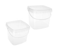 COLLBATH 2pcs Square 5l Food Grade Plastic Buckets with Lids Leak Prevention Handheld Storage Containers for Storing and Packaging