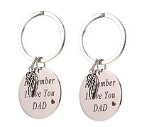 COLLBATH 2pcs Stainless Steel Father's Day Keychains Dad Keyrings 'Remember i Love You Dad' Engraving