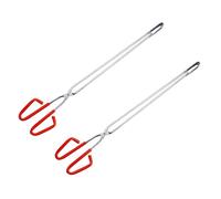 COLLBATH 2Pcs Stainless Steel Garbage Pliers Ergonomic Trash Clamp with Comfortable Handle Briquette Pickers for Indoor Outdoor Litter Pickup and Waste Collection
