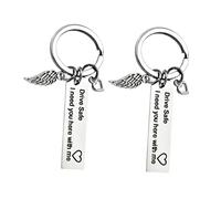 COLLBATH 2pcs Stainless Steel Keychains Wings and Heart Car Key Rings Holiday Men and Women Sturdy and Stylish Bag Pendants