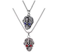COLLBATH 2Pcs Stainless Steel Skull Necklace Gothic Punk Pendant Jewelry for Halloween Parties Eye Catching Statement Accessory for Men and Women Random Color
