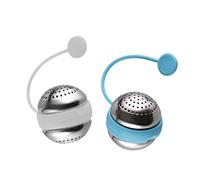 COLLBATH 2pcs Stainless Steel Tea Leaf Strainer with Silicone Round Ball Filter Fine Mesh Tea Infuser Easy to Clean Gray and Blue