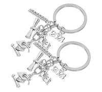 COLLBATH 2pcs Sturdy Stainless Steel Bachelor's Cap Keychain Graduation Charm for Boys and Girls Keyring