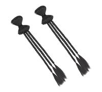 COLLBATH 2pcs Synthetic Braided Ponytail Extension Wig for Women Natural Black Bow Design Easy to Wear Hair Long Braided Hairpiece for Parties Cosplay and Daily Styling