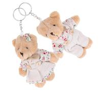COLLBATH 2pcs Tiny Stuffed Bear Keychains for Women with Plush Fabric Material Portable Bear Shaped Hanging Charm Suitable for Backpacks and Bags in Spring and Summer