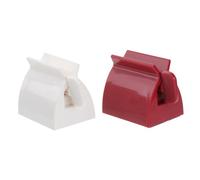 COLLBATH 2pcs Toothpaste Squeezer Rolling Dispenser Use Tube Holder for Bathroom Accessories Save Waste with Red and White Plastic Design
