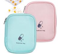 COLLBATH 2pcs Travel Essential Small Medicine Pouches Organizer Bag for Carrying Medications Compact Emergency Kit Pink Green