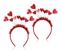 COLLBATH 2pcs Valentine's Day Heart-shaped Hairbands 9 Red Sequined Hearts Female Party Head Hoops Romantic Hair Accessories for