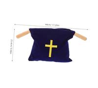 COLLBATH 2pcs Velvet Church Offering Bags with Smooth Wooden Handles Collection Pouches for Baptism Holy Communion Religious Ceremonies Red Blue